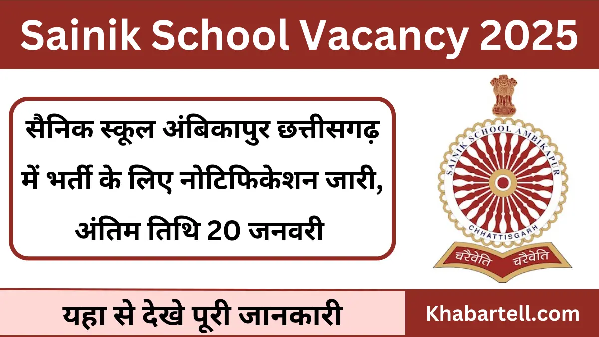 Sainik School Ambikapur Bharti 2025